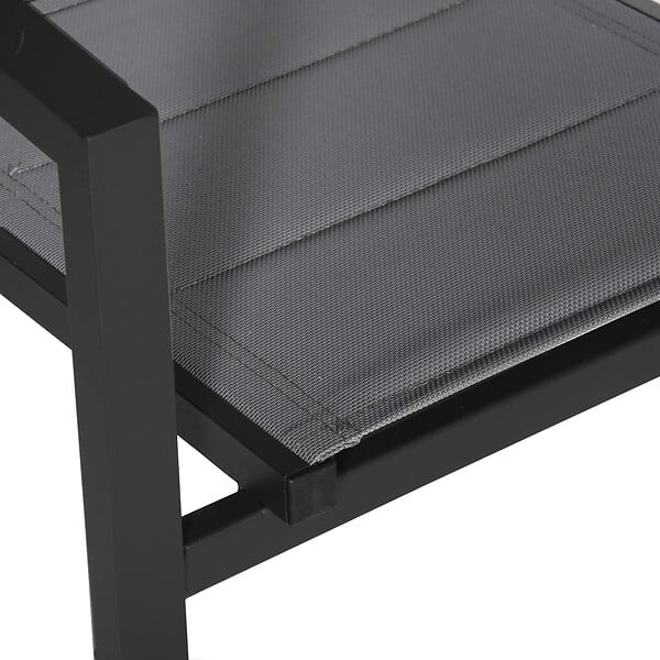 HAPPY GARDEN - Lot de 10 chaises rembourrées en aluminium anthracite - textilène gris - large