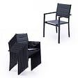 HAPPY GARDEN - Salon de jardin LAMPEDUSA extensible en textilène gris 10 places - aluminium anthracite - vignette