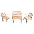 HAPPY GARDEN - Salon de jardin en acacia 4 places GOA - coussins sable - vignette