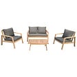HAPPY GARDEN - Salon de jardin en acacia 4 places GILI - coussins gris - vignette