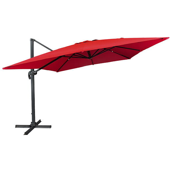 HAPPY GARDEN - Parasol déporté MOLOKAI carré 3x3m rouge + housse - large