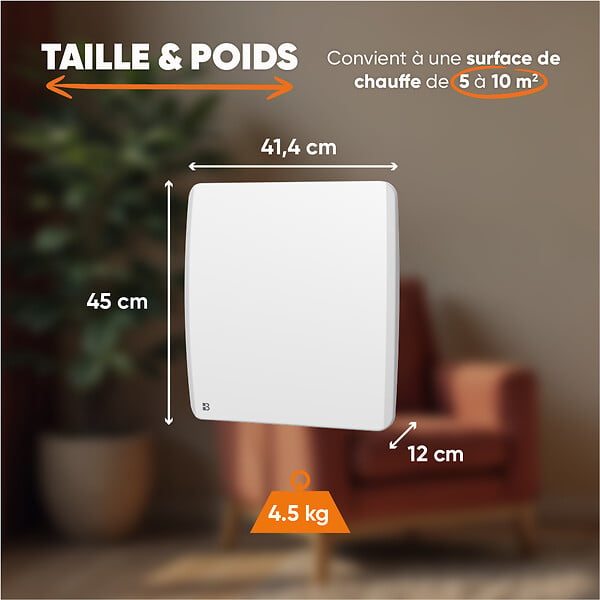 BESTHERM - Radiateur électrique fixe à inertie sèche céramique - Bestherm - ARIA 500W  - horizontal blanc - large