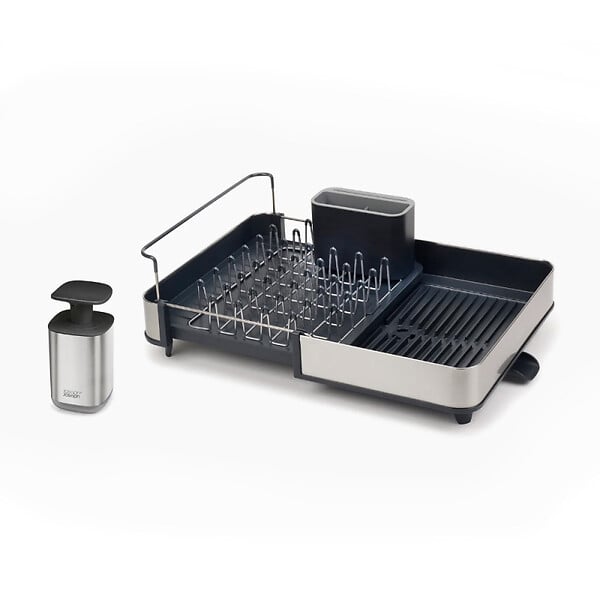 JOSEPH JOSEPH - Joseph Joseph Extend Egouttoir extensible avec bonde + distributeur à savon liquide, inox (85189) - large