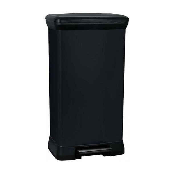 CURVER - Deco bin 50L Poubelle à pédale, 39 x 29 x 73 cm, Noir (187178) - large