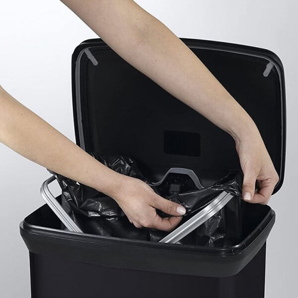 CURVER - Deco bin 50L Poubelle à pédale, 39 x 29 x 73 cm, Noir (187178) - large