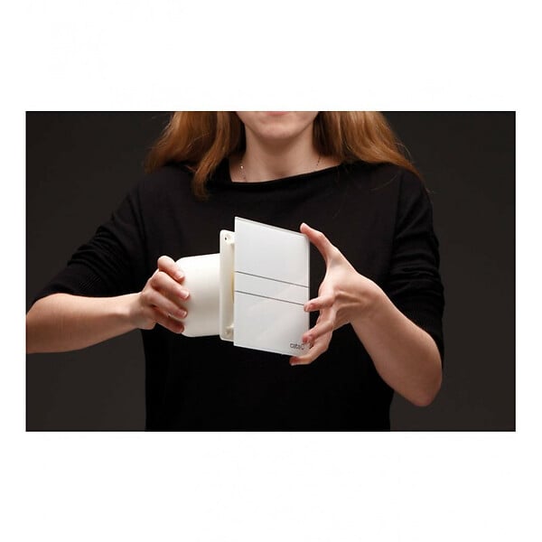 CATA - Cata E-100 GT Aérateur extracteur d'air simple flux, Fonction minuterie, Plaque avant en verre blanc (00900100) - large