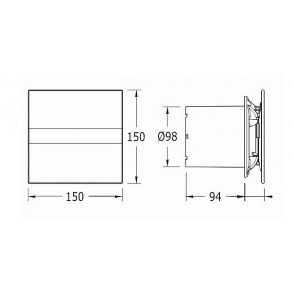 CATA - Cata E-100 GT Aérateur extracteur d'air simple flux, Fonction minuterie, Plaque avant en verre blanc (00900100) - large