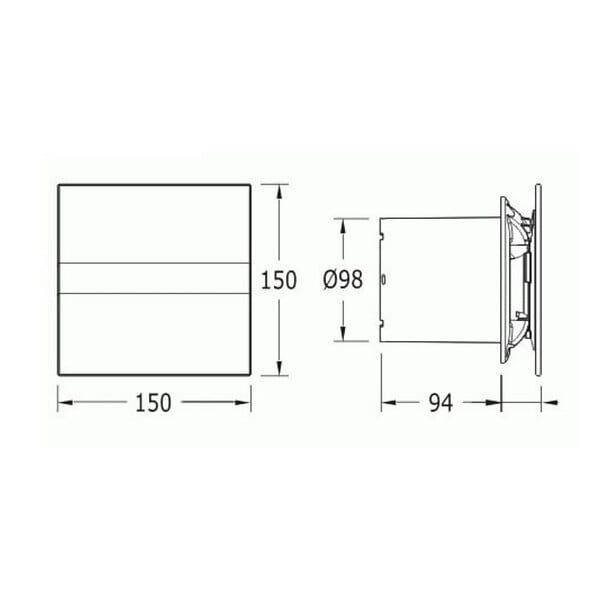 CATA - Cata E-100 GT BK Aérateur axial temporisé, Fonction standard, Plaque avant en verre, noir (00900502) - large
