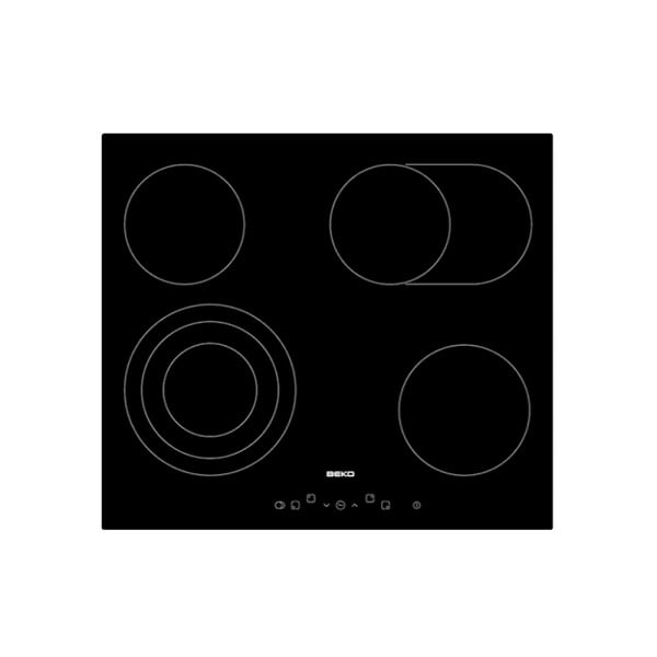 BEKO - plaque de cuisson vitrocéramique, 4 zones de cuisson Hi-Light, dont 1 double et 1 triple, noir (HIC64404T) - large