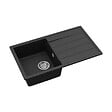 SWISS AQUA TECHNOLOGIES - Swiss Aqua Technologies 76x44 cm évier avec égouttoir réversible en granite à encastrer + mitigeur à bras pivotant, 2 jets, noir mat (SATSINKGE3B-SET2) - vignette