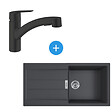 FRANKE - Franke Set Sirius Evier de cuisine en Tectonite 1000x500mm Noir mat + START mitigeur monocommande avec douchette (S2D611-100C-START1) - vignette