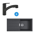 FRANKE - Franke Set Sirius Evier de cuisine en Tectonite 1000x500mm Noir mat + START mitigeur monocommande avec douchette (S2D611-100C-START1) - vignette