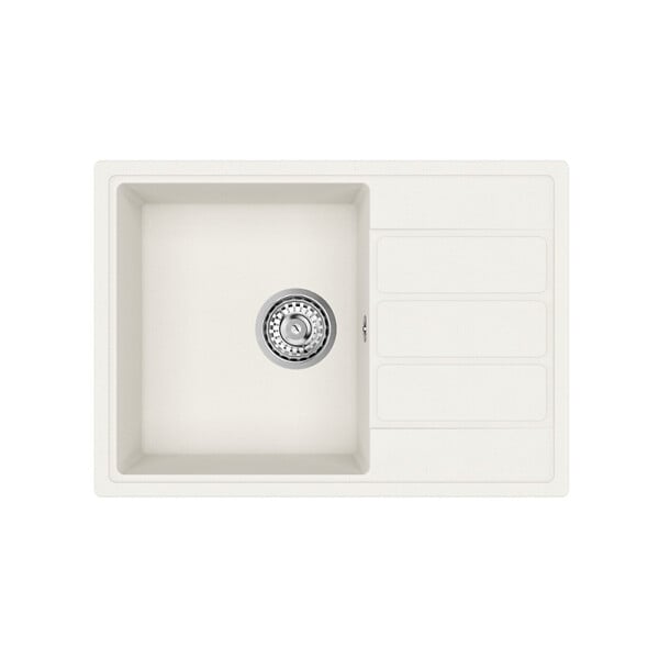 SWISS AQUA TECHNOLOGIES - Swiss Aqua Technologies 62x44 cm évier avec égouttoir réversible en granite à encastrer + mitigeur avec douchette 2 jets, blanc (SATSINKGE2W-SET1) - large