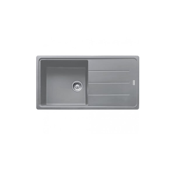 FRANKE - Franke Basis BFG 611-97 Evier 97x50cm avec égouttoir réversible, Fragranit +, Pierre grise (BFG611-97SK) - large