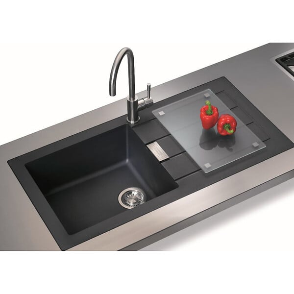 FRANKE - Franke Sirius 2.0 S2D 611-100 Tectonite évier à encastrer 1 bac, avec égouttoir, Noir - large