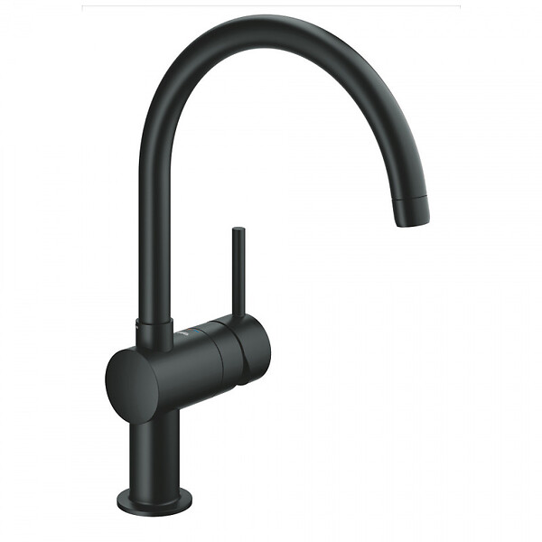 GROHE - Grohe Kit Evier Quartz Noir Granite K700 417 x 366mm + Mitigeur Minta Noir col de cygne pivotant à 360° (31653AP0-SET6) - large