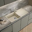 SWISS AQUA TECHNOLOGIES - Swiss Aqua Technologies 100x50 cm évier avec égouttoir réversible en Granite, à encastrer, blanc (SATSINKGQK103W) - vignette