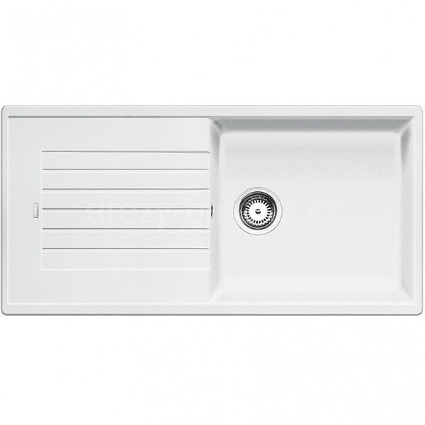 BLANCO - Blanco ZIA XL 6 S  - évier en composite de granit SILGRANIT PuraDur II, simple bac XL avec égouttoir, couleur blanc (517571) - large
