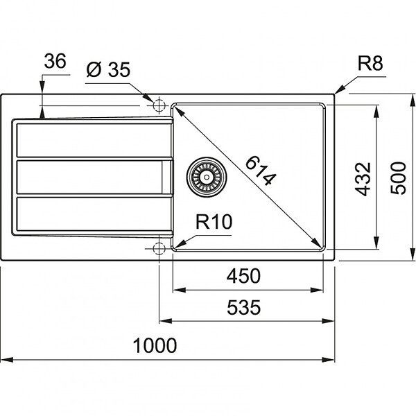 FRANKE - Franke Sirius 2.0 S2D 611-100 Tectonite évier à encastrer 1 bac XL avec égouttoir Blanc - large