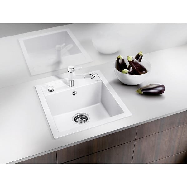 BLANCO - Evier DALAGO 45 PuraDur en Silgranit avec vidage automatique 46.5x51cm, Blanc (517160) - large