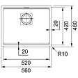 FRANKE - Franke Kubus 2 KNG 110-52 Fragranit+ Évier de cuisine sous-plan Blanc glace - vignette