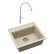 SWISS AQUA TECHNOLOGIES - Swiss Aqua Technologies 56,5x51cm évier en granite à encastrer + mitigeur aérateur Neoperl®, jasmin (SATSINKGQQ100J-S1) - vignette