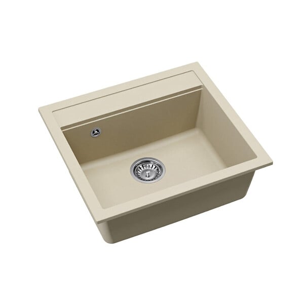 SWISS AQUA TECHNOLOGIES - Swiss Aqua Technologies 56,5x51cm évier avec égouttoir réversible en granite à encastrer + mitigeur monocommande, jasmin (SATSINKGQQ100J-SET) - large