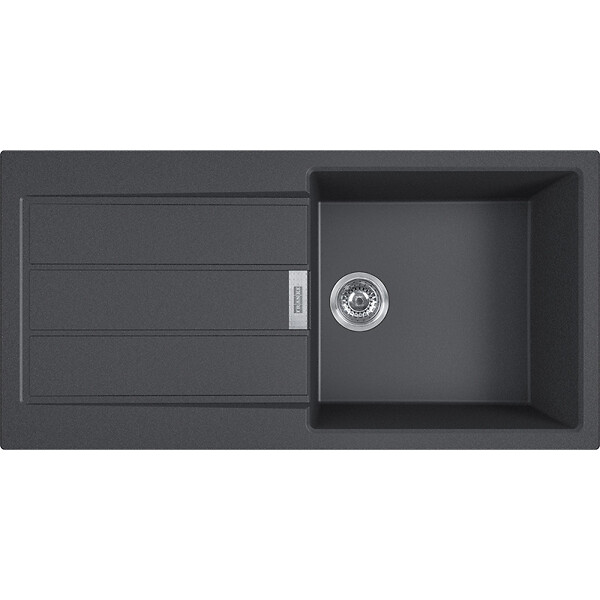 FRANKE - Franke Sirius Evier à encastrer 100×50cm 1 bac avec égouttoir, Tectonite, Onyx + Mitigeur col de cygne, Fragranit, Onyx - large