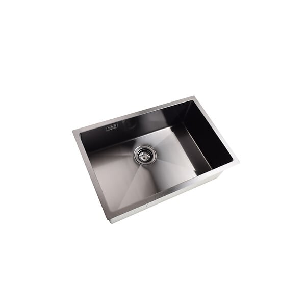 CERAMIA - Ceramia Timeless Évier de cuisine sous plan en inox 304, 68x45x21 cm, Gun Metal brossé PVD - large