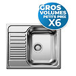 BLANCO - Blanco Lot de 6 éviers TIPO 45 S Mini en Acier inoxydable, égouttoir réversible 60,5x50cm avec siphon inclus (516524-GVP06) - vignette