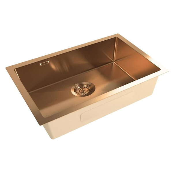 SWISS AQUA TECHNOLOGIES - Swiss Aqua Technologies Aurum Evier en acier inoxydable, 68x45x21 cm, or rose (SATSINK6845BRGU) - large