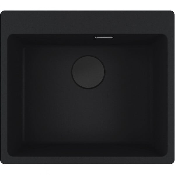 FRANKE - Franke Maris MRG 610-54 Evier à encastrer 59x50cm, avec bonde et siphon gain de place, en Fragranit+, Noir mat + Cache bonde - large
