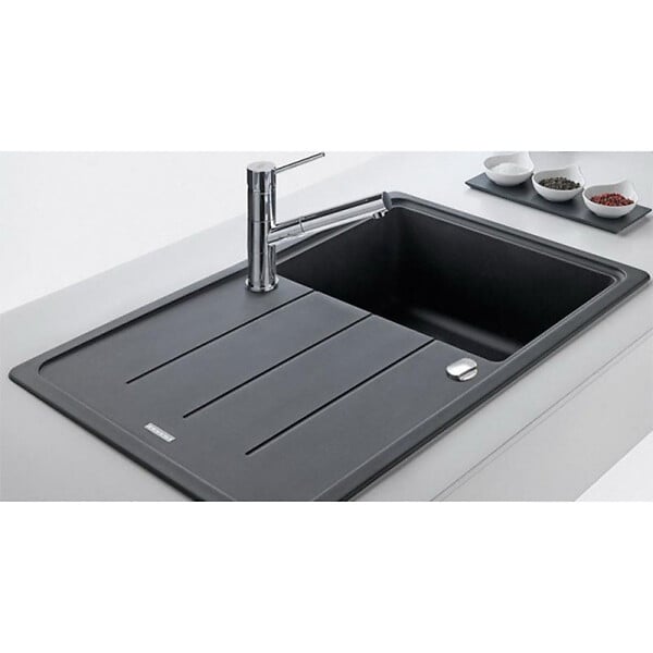 FRANKE - Basis BFG 611-97 Evier 97x50cm avec égouttoir réversible, Fragranit +, Onyx (BFG611-97ON) - large