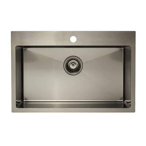 SWISS AQUA TECHNOLOGIES - Swiss Aqua Technologies /Grohe, Set Aurum Évier de cuisine encastrable inox, 68x45x21 cm + Essence Mitigeur monocommande, Gun Metal brossé - large