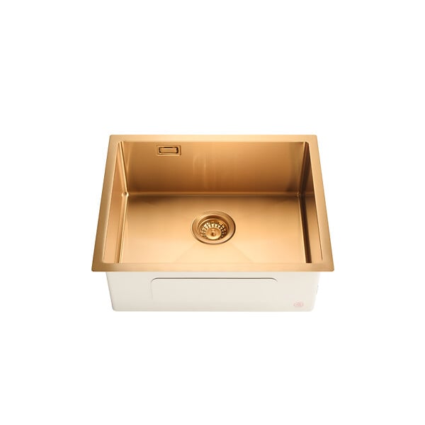 CERAMIA - Ceramia Timeless Évier de cuisine sous plan inox 304, 1 bac , 55x45x21 cm, Or brossé PVD - large
