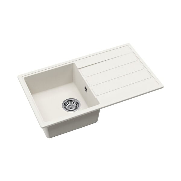 SWISS AQUA TECHNOLOGIES - Swiss Aqua Technologies 76x44 cm évier avec égouttoir réversible en granite à encastrer + mitigeur à bras pivotant 2 jets, blanc (SATSINKGE3W-SET2) - large