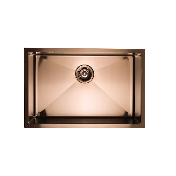 CERAMIA - Ceramia Timeless Évier de cuisine sous plan inox 304, 1 bac, 68x45x21 cm, Cuivre brossé PVD - large
