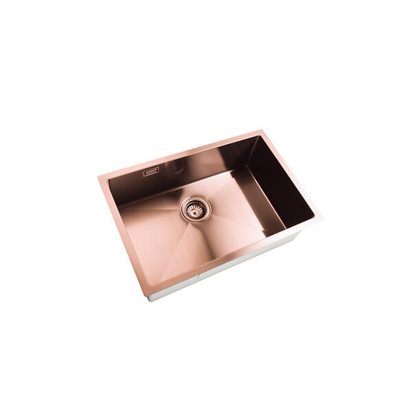 CERAMIA - Ceramia Timeless Évier de cuisine sous plan inox 304, 1 bac, 68x45x21 cm, Cuivre brossé PVD - large