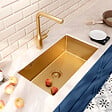 CERAMIA - Ceramia Timeless Évier de cuisine sous plan inox 304, 1 bac , 68x45x21 cm, Or brossé PVD - vignette