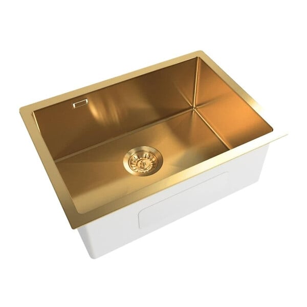 SWISS AQUA TECHNOLOGIES - Aurum Evier en acier inoxydable, 55x45x21 cm, or (SATSINK5545BGU) - large