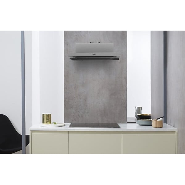 WHIRLPOOL - Hotte encastrable en aluminium, extraction de 304 m3/h, 3 vitesses, chrome brossé (AKR7491IX) - large