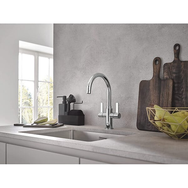 GROHE - K700 Evier sous-plan 550 x 450mm + Siphon, bonde et vidage inclus, Acier inoxydable (31574SD1) - large