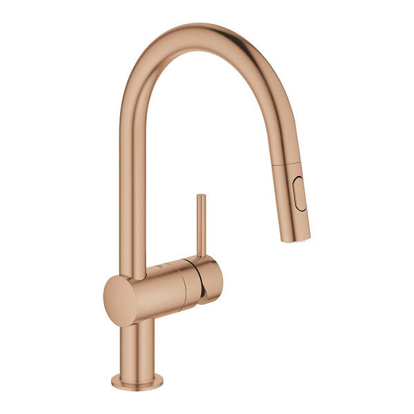 GROHE - Minta mitigeur monocommande évier avec douchette 2 jets, cuivre brossé (G32321DL2) - large