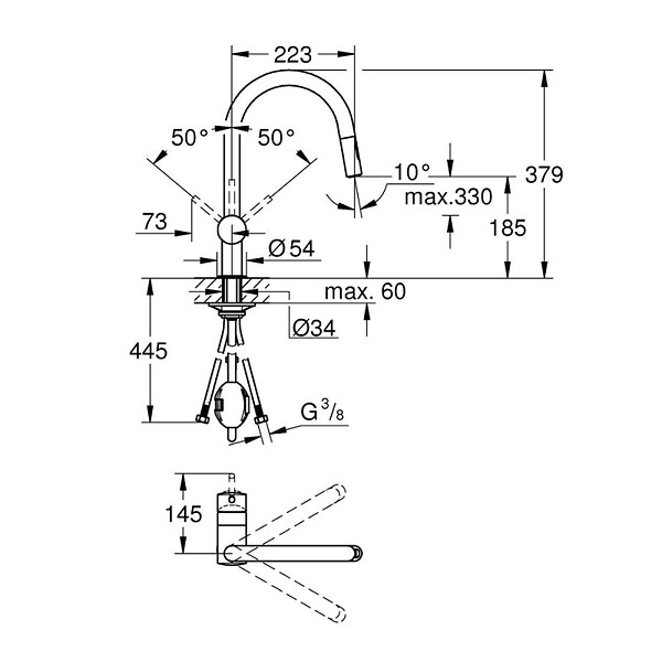 GROHE - Minta mitigeur monocommande évier avec douchette 2 jets, cuivre brossé (G32321DL2) - large