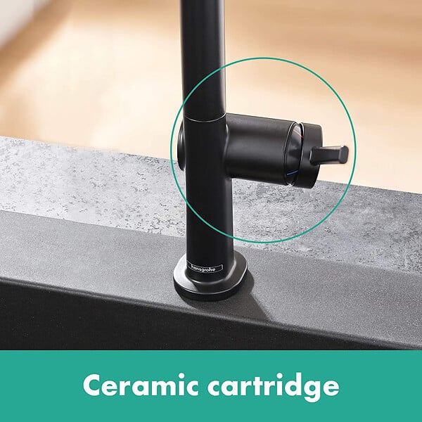 HANSGROHE - Talis M54 Mitigeur de cuisine 270, avec douchette extractible 1 jet, Noir mat (72808670) - large