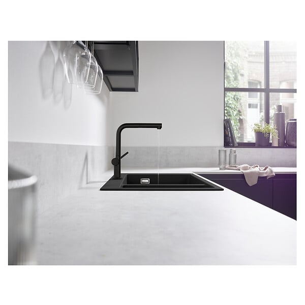 HANSGROHE - Talis M54 Mitigeur de cuisine 270, avec douchette extractible 1 jet, Noir mat (72808670) - large