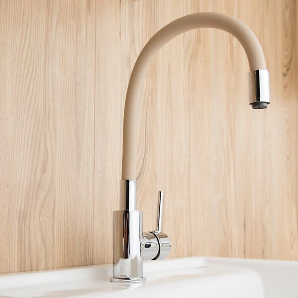 SIKO - Siko mitigeur cuisine à mémoire de forme, courbe en silicone beige (SIKOBSLPRO290BE) - large