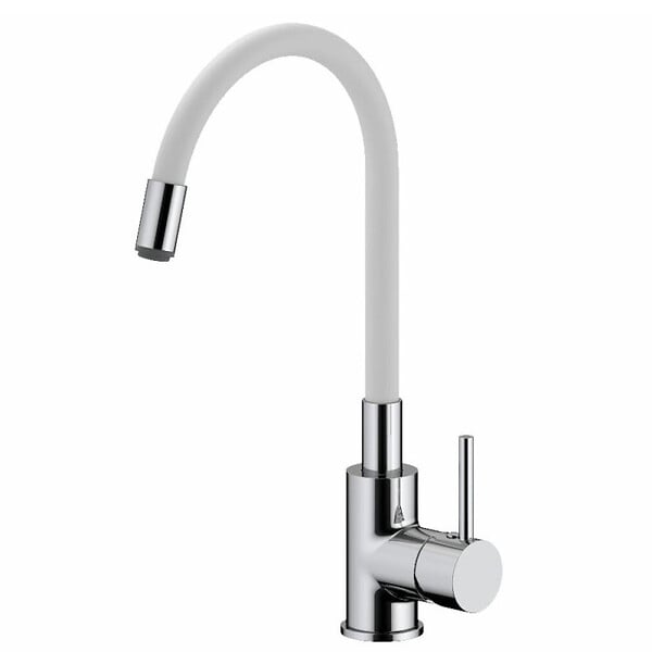 SIKO - Siko mitigeur cuisine à mémoire de forme, courbe en silicone blanc (SIKOBSLPRO290b) - large
