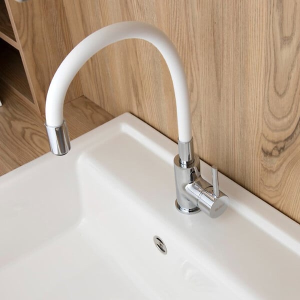 SIKO - Siko mitigeur cuisine à mémoire de forme, courbe en silicone blanc (SIKOBSLPRO290b) - large