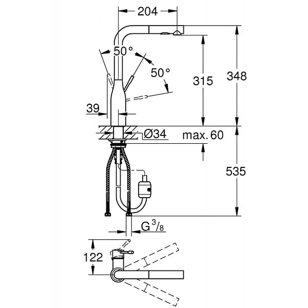 GROHE - Grohe Essence Mitigeur monocommande Evier Hard Graphite brossé (30270AL0) - large